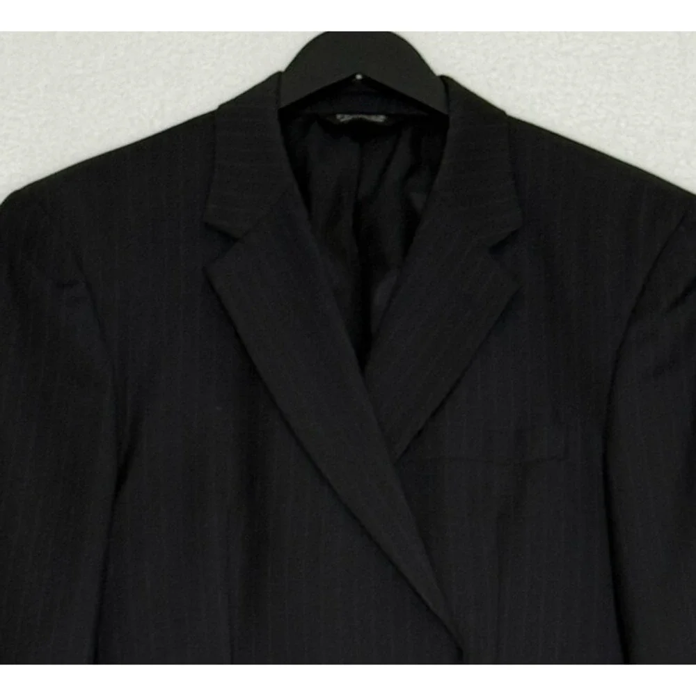 Jos. A.‎ Bank Mens 44R Black 100% Wool Blazer Striped